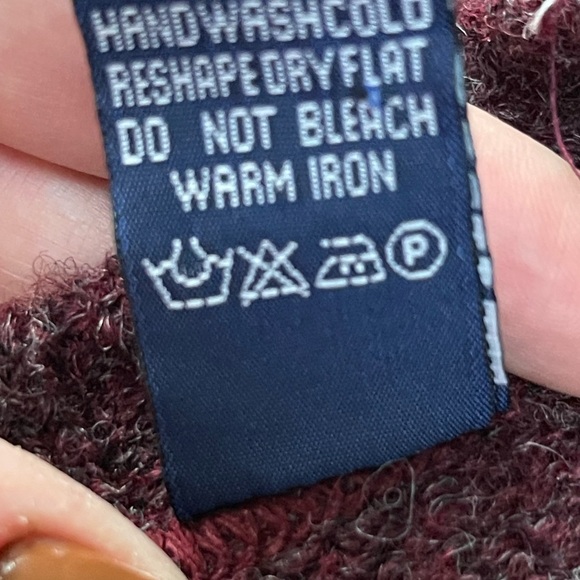 Vintage Made in England 100% Wool Argyle Sweater L – Burgundy Heather, Blue/Grey - Picture 8 of 9